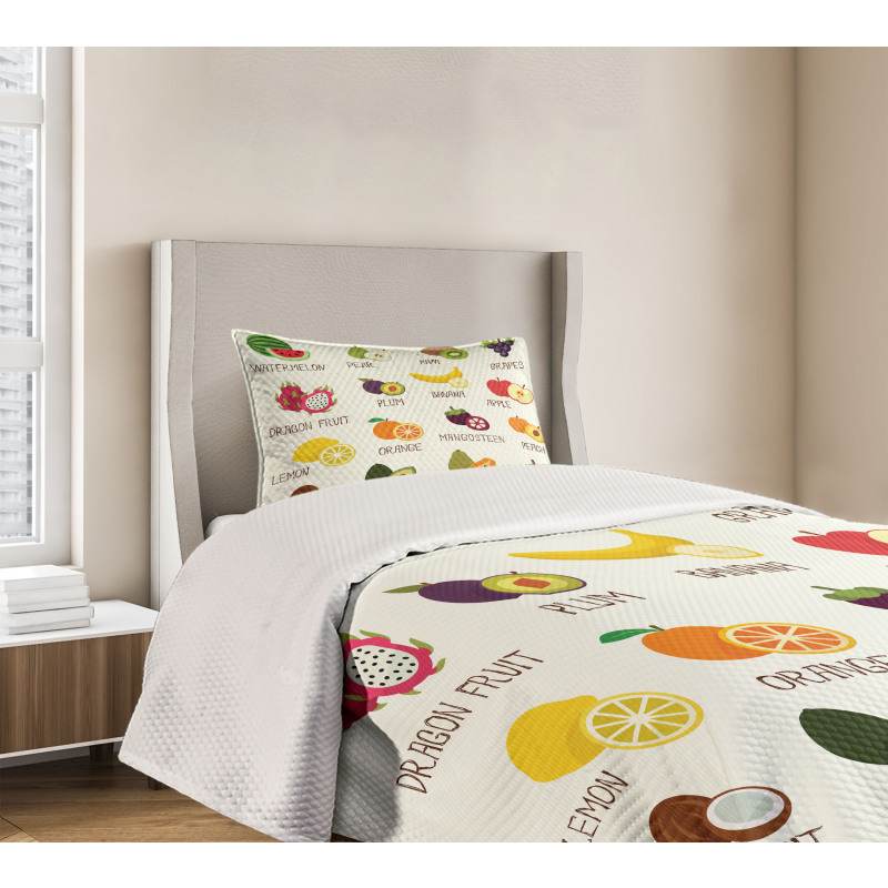 Apple Orange Coconut Bedspread Set