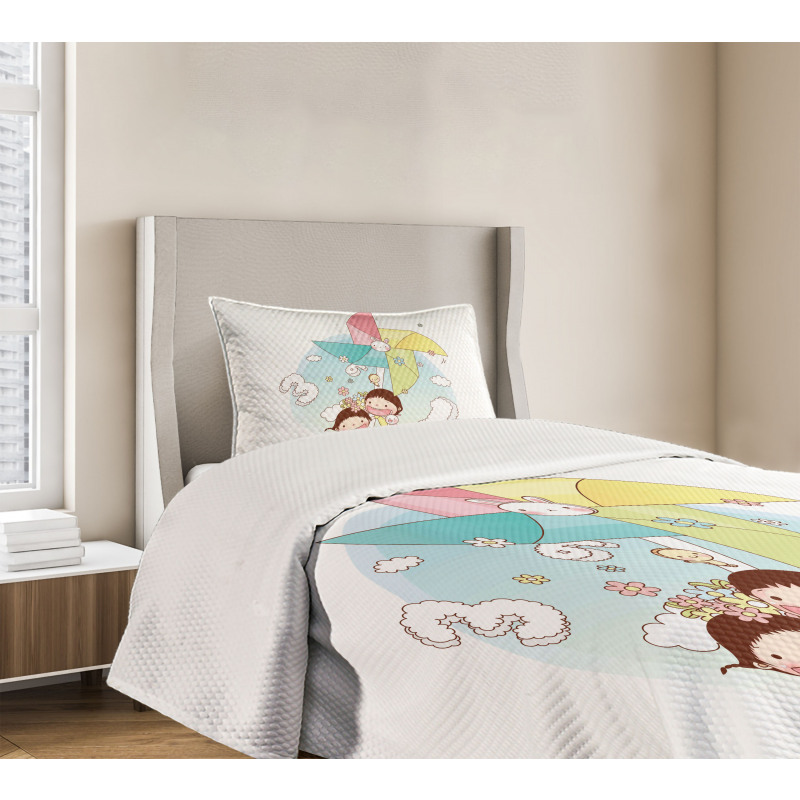 Happy Kids Playing Bedspread Set