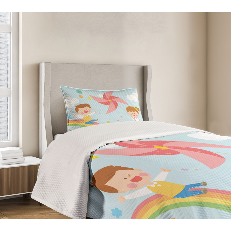 Children on Rainbow Bedspread Set