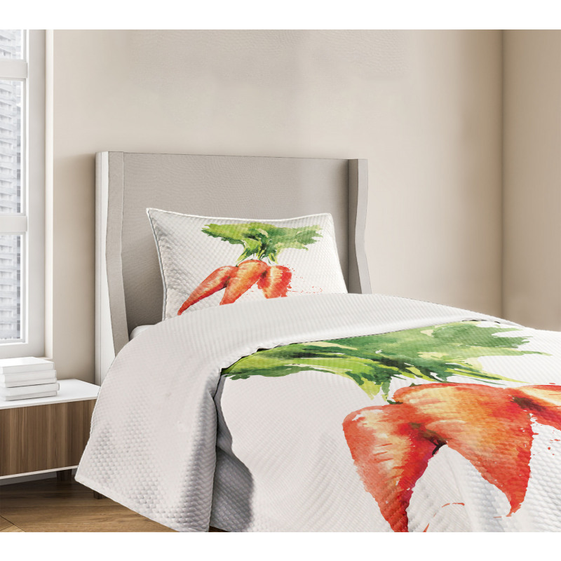 Watercolor Carrot Bedspread Set