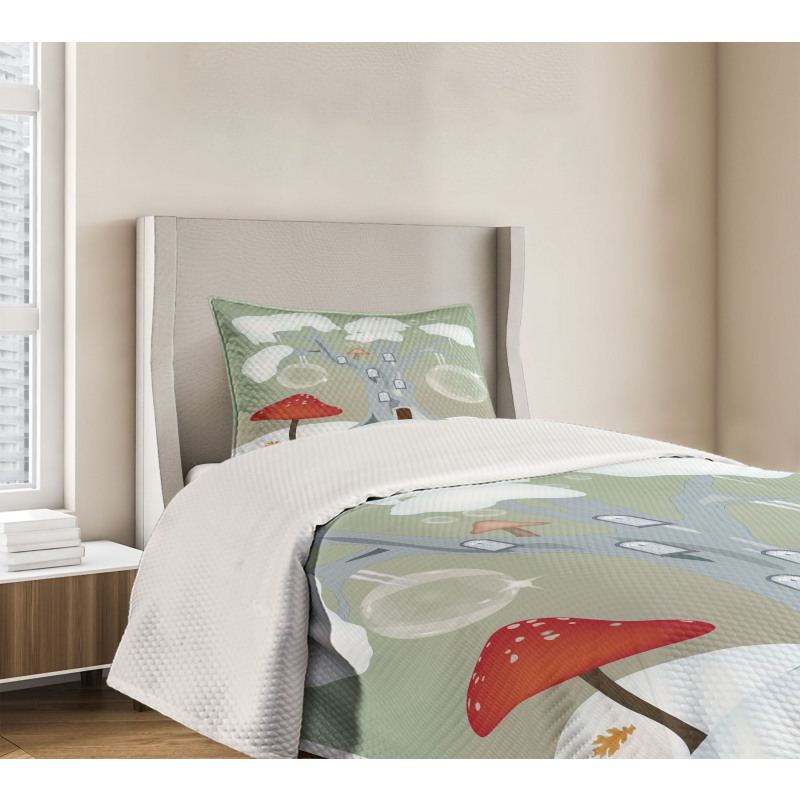 Amanita Muscaria Mushroom Bedspread Set