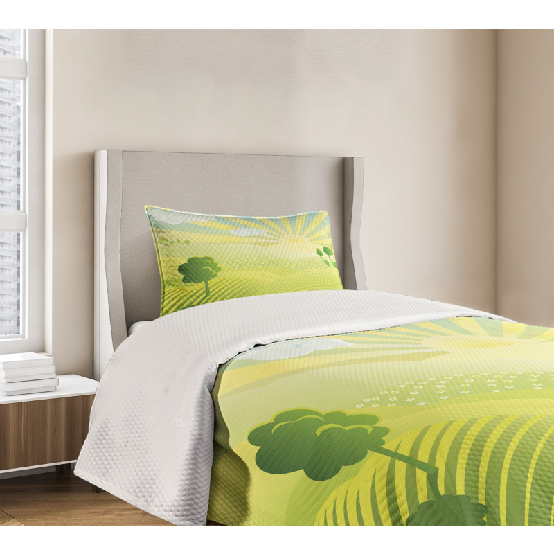 Sunshine Lightens Hills Bedspread Set