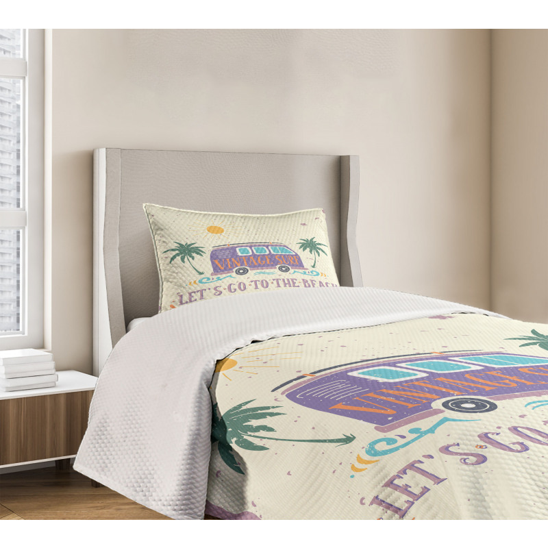 Grunge Beach Words Bedspread Set