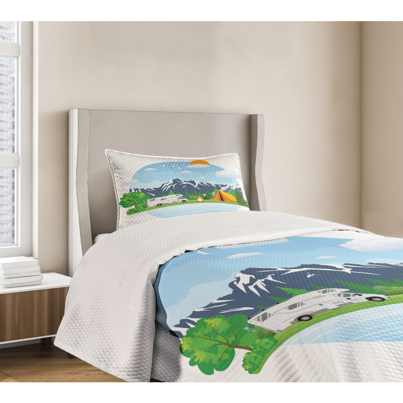 Forest Camping Summer Bedspread Set