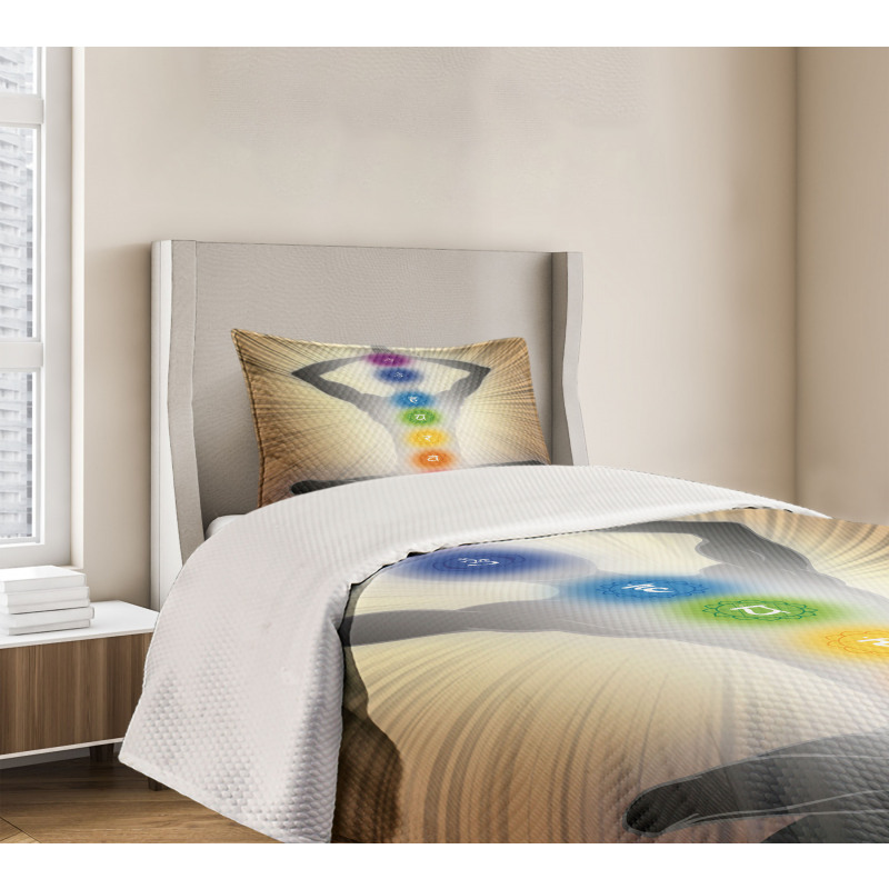 Athletic Man Mediating Bedspread Set