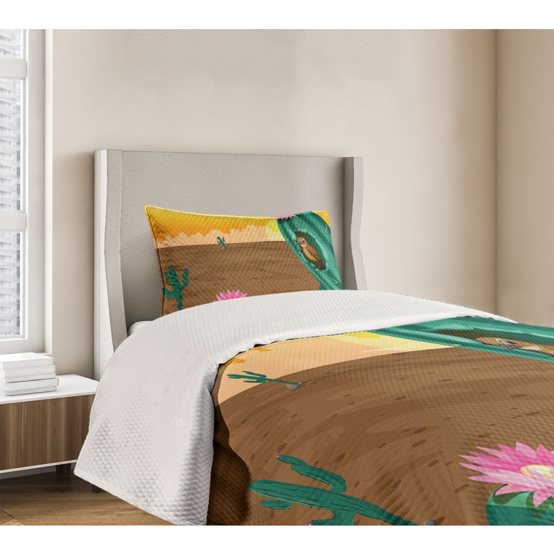 Desert Cactus and Bird Bedspread Set