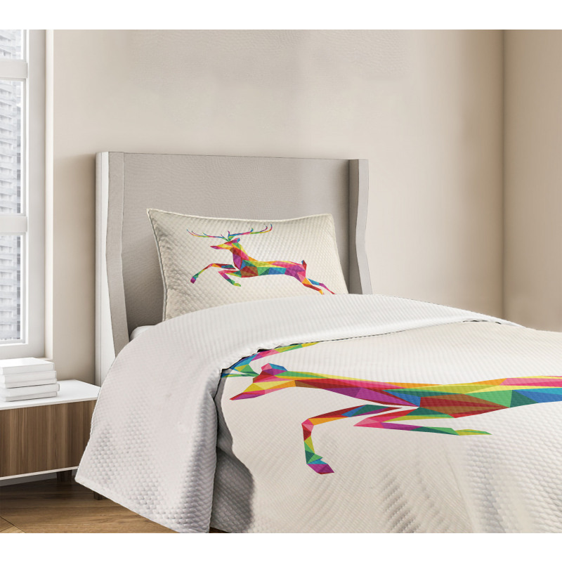 Colorful Fractal Deer Bedspread Set