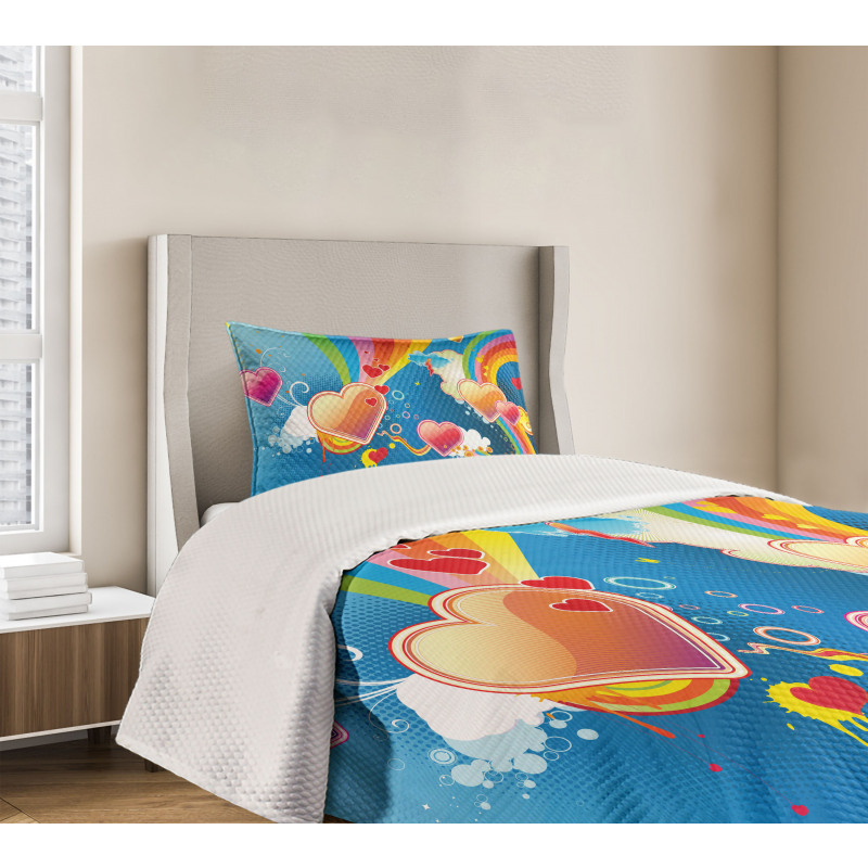 Funky Hearts Bedspread Set