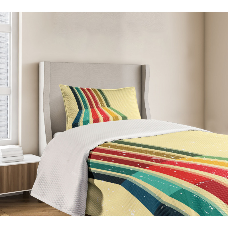 Vintage Colorful Strips Bedspread Set