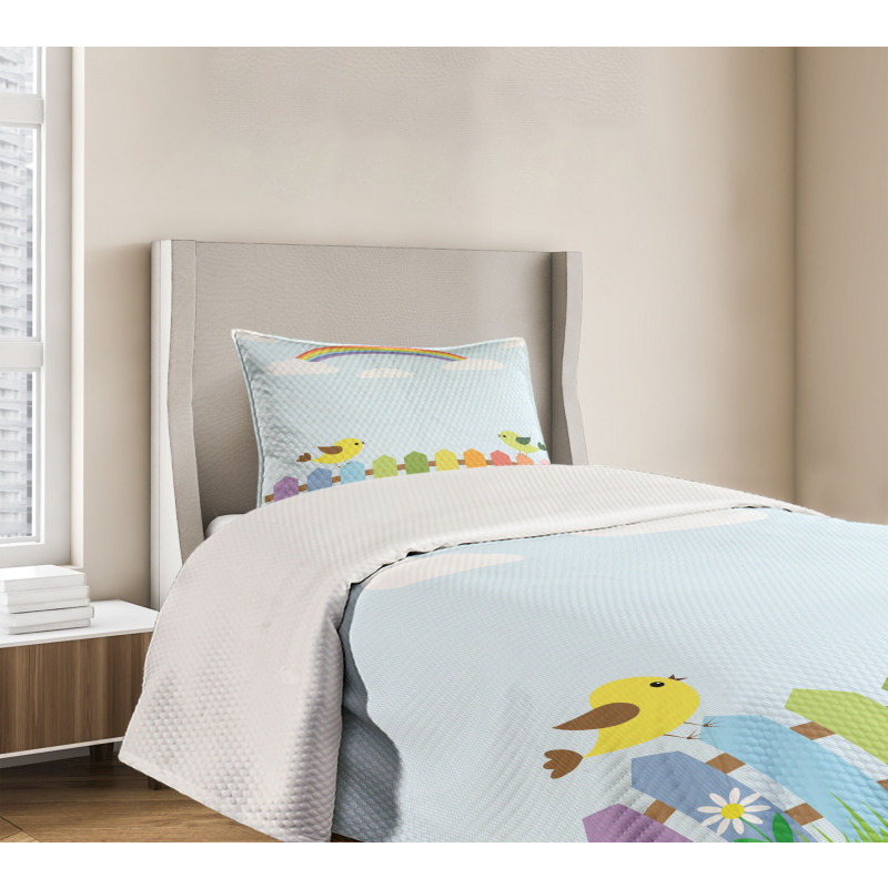 Birds on Fence Bedspread Set