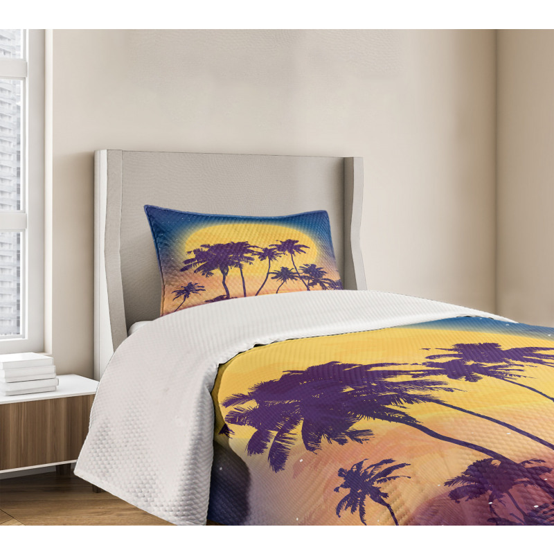 Retro Moon Rise Palms Bedspread Set