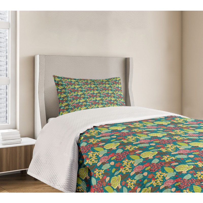 Colorful Bedding Plants Bedspread Set