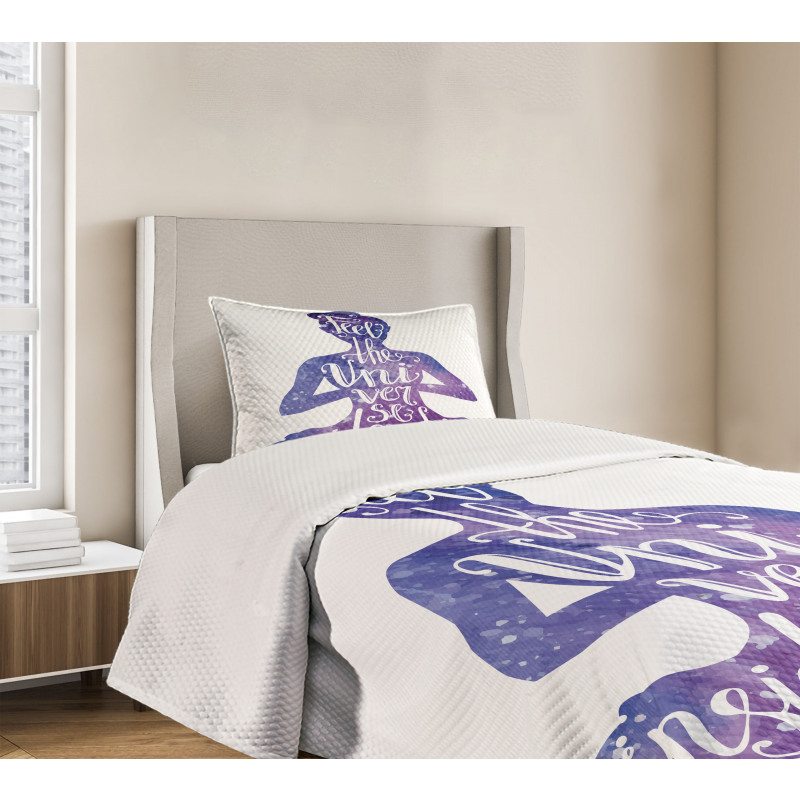 Female Silhouette Words Bedspread Set