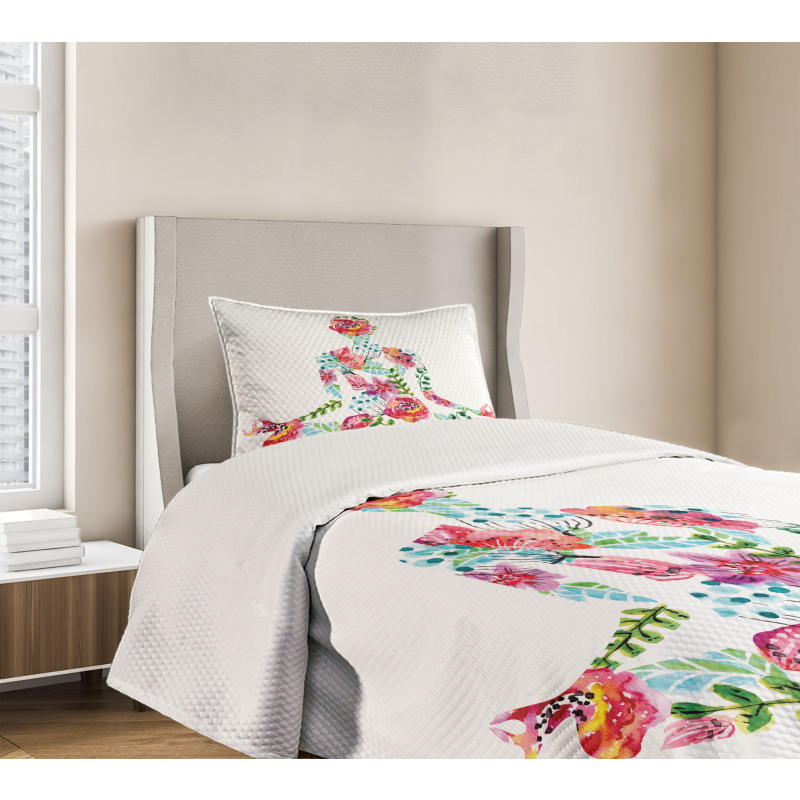 Silhouette with Flowers Bedspread Set