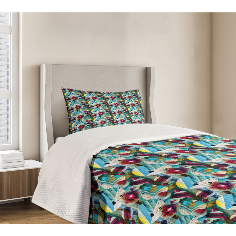 Grungy Geometric Art Bedspread Set