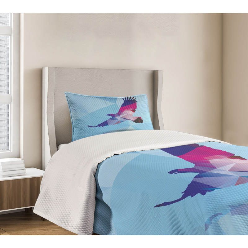 Polygonal Bird Design Bedspread Set
