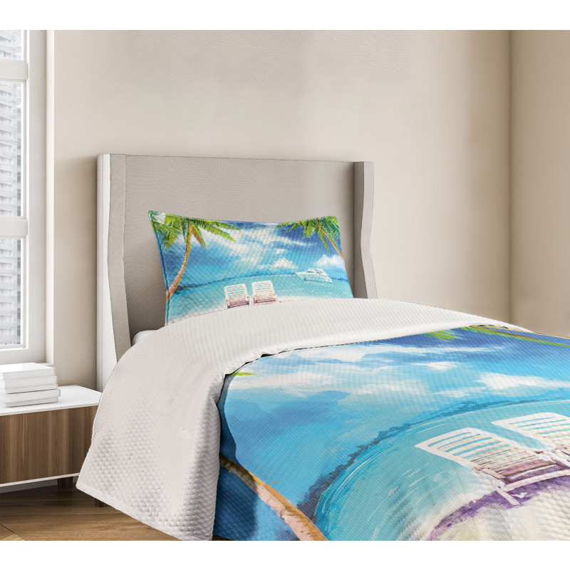 Exotic Beach Palms Bedspread Set