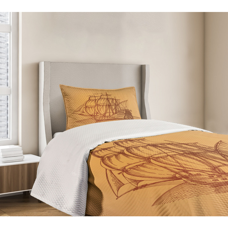 Marine Frigate Art Bedspread Set