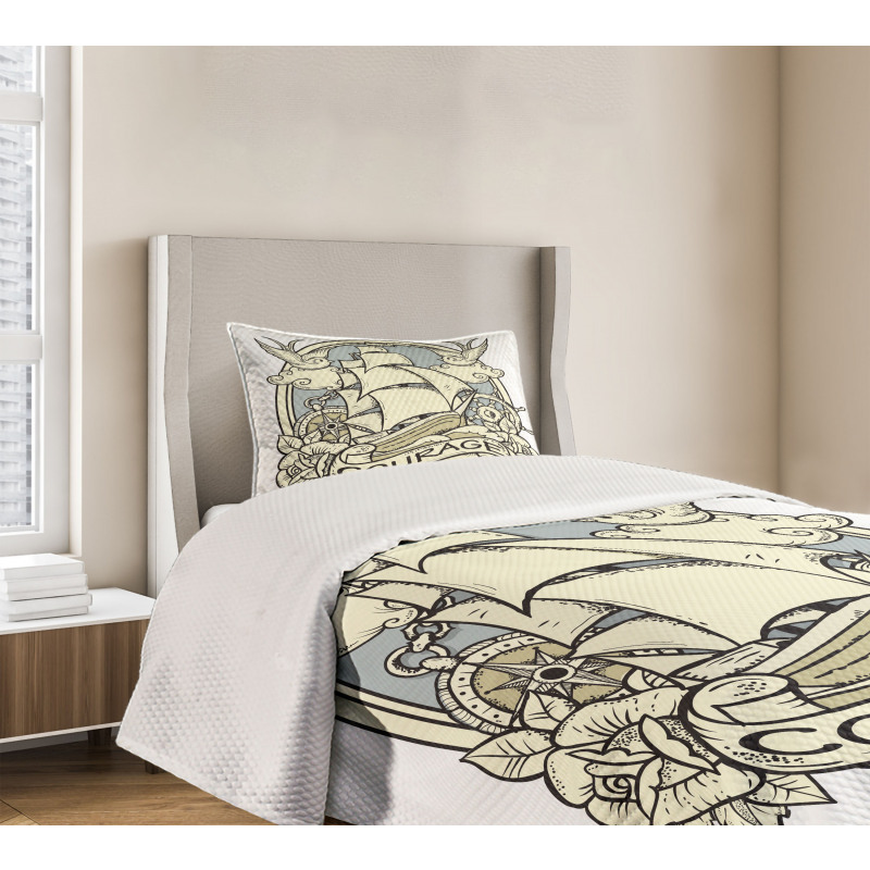 Ship Ornament Art Bedspread Set