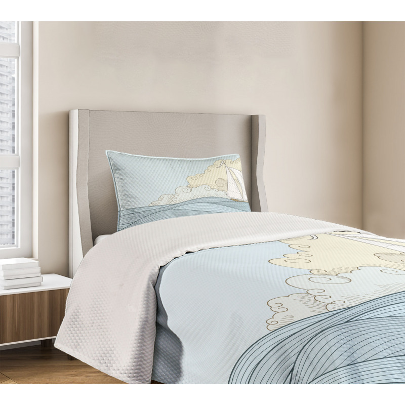 Doodle Style Ocean Bedspread Set