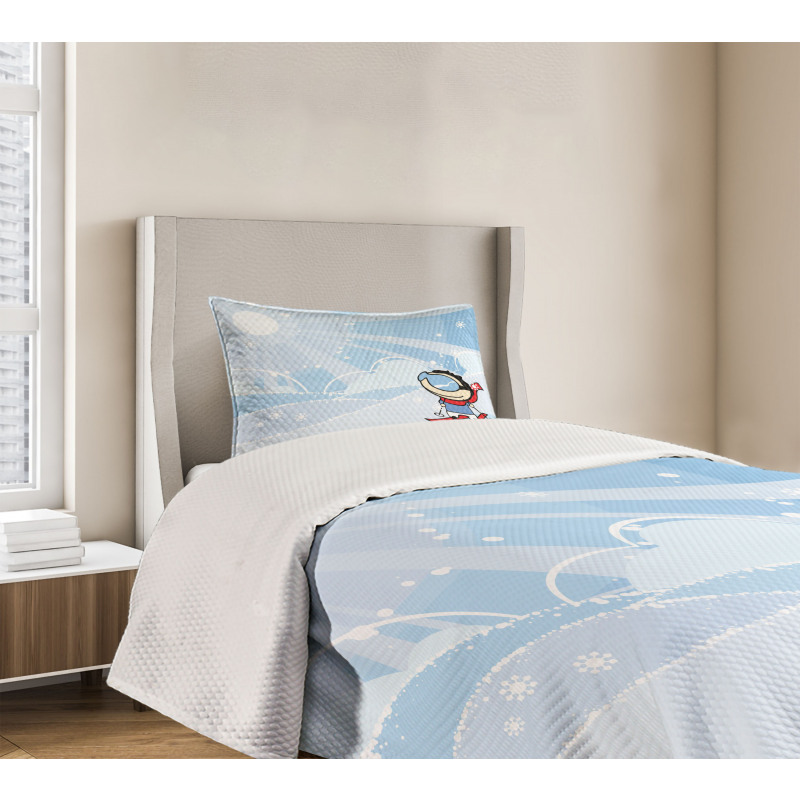 Skiing Boy Sunshine Bedspread Set