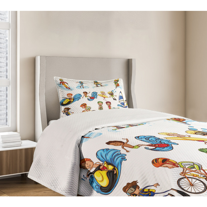 Surfing Cycling Bedspread Set