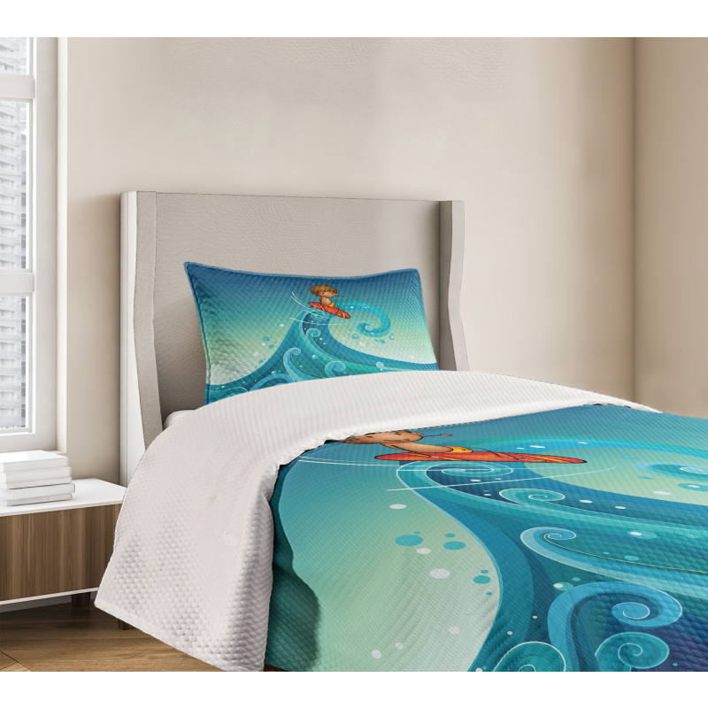 Surfing Baby Waves Bedspread Set