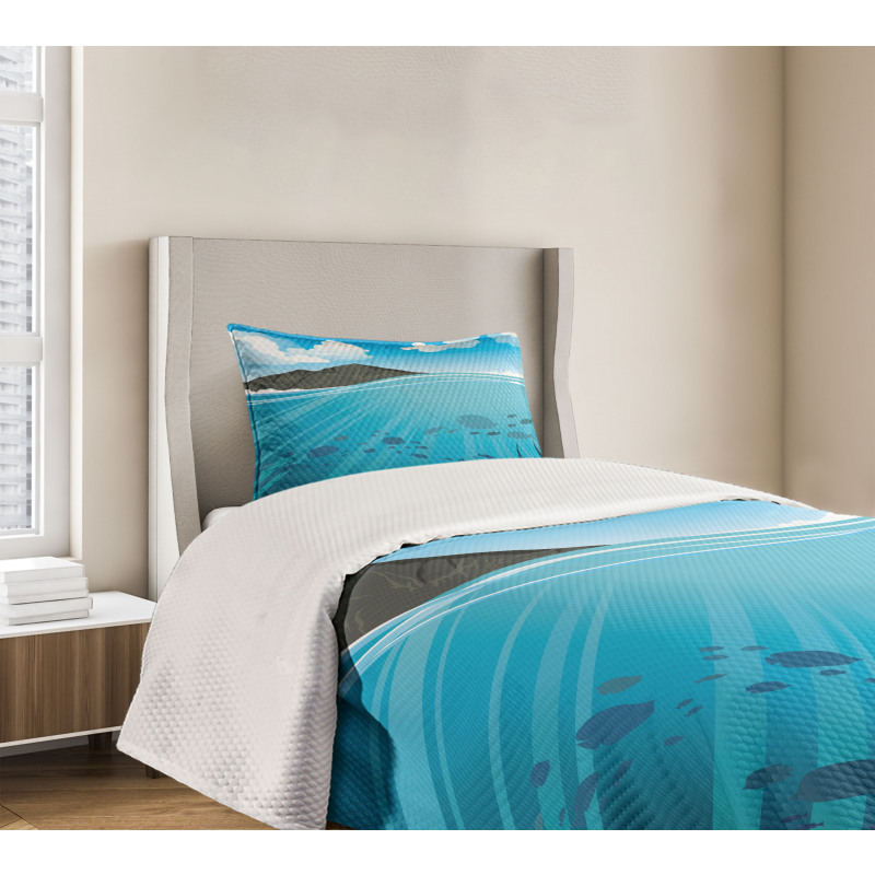 Fishes Sea Mountain Bedspread Set