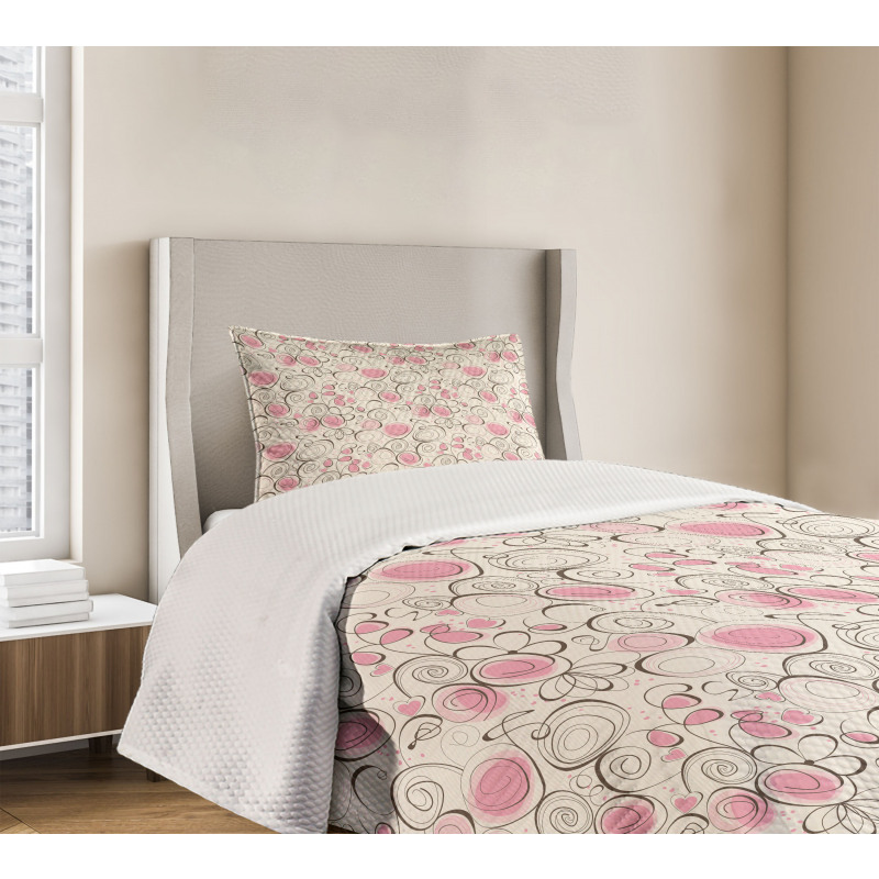 Doodle Swirls and Hearts Bedspread Set