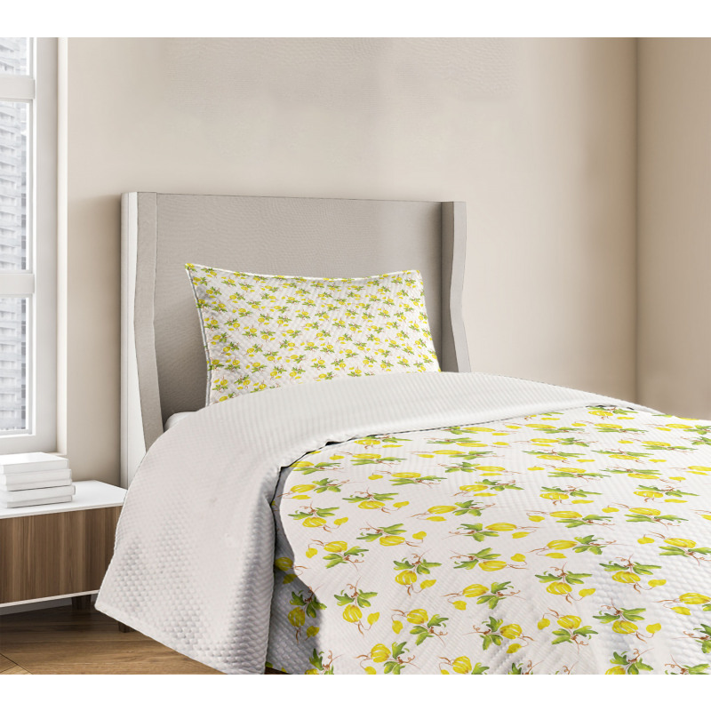 Watercolored Lemons Bedspread Set