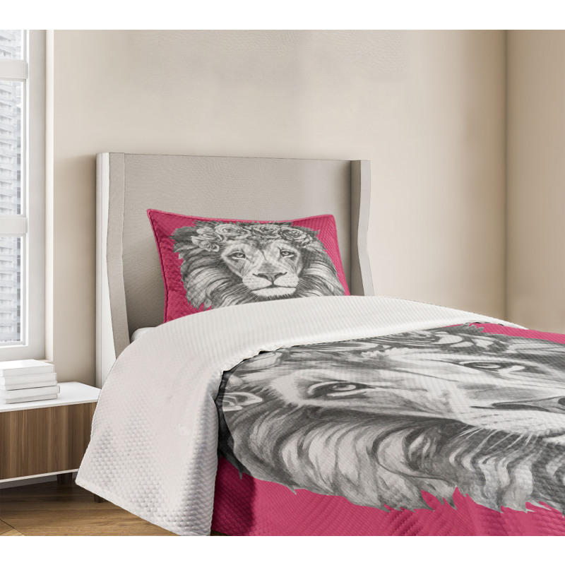 Wild Animal Floral Wreath Bedspread Set