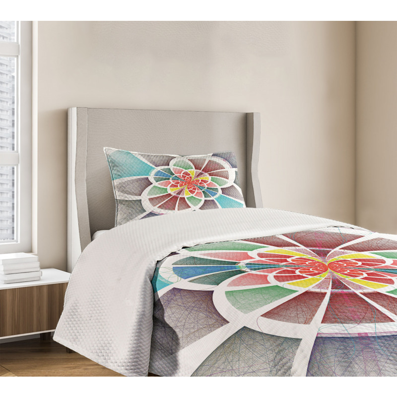 Circles Fractal Lines Bedspread Set