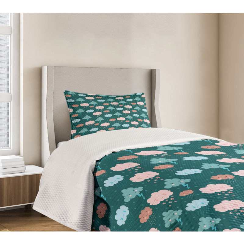 Happy Sad Angry Clouds Bedspread Set