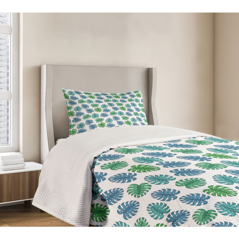 Monstera Leaf Flora Bedspread Set