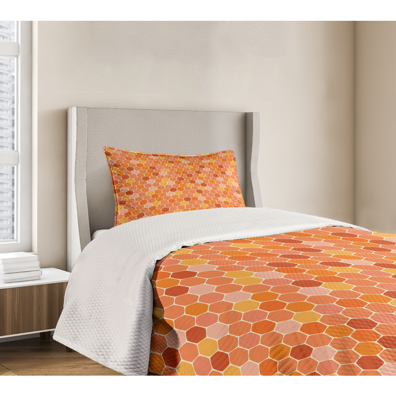 Gradient Honeycomb Shape Bedspread Set