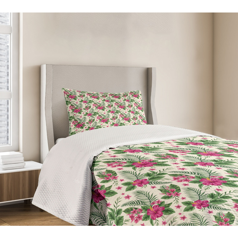 Plumeria and Hibiscus Bedspread Set