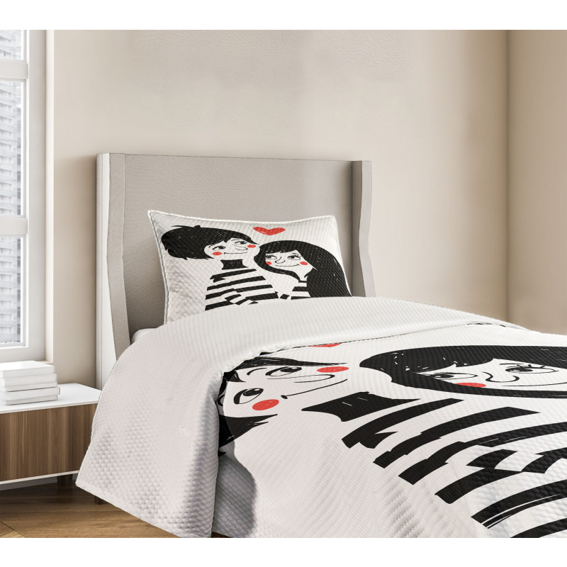 Romantic Young Couple Bedspread Set