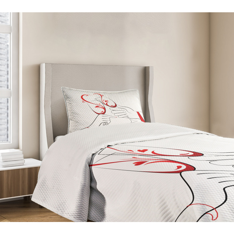 Clinking Flute Glass Bedspread Set