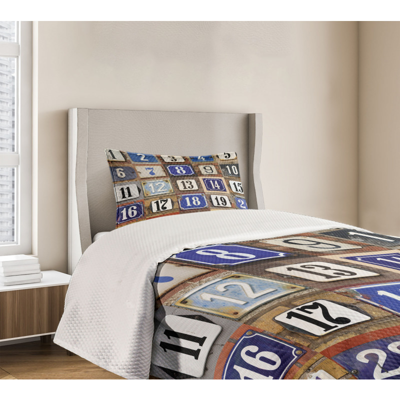House Numbers Collage Bedspread Set