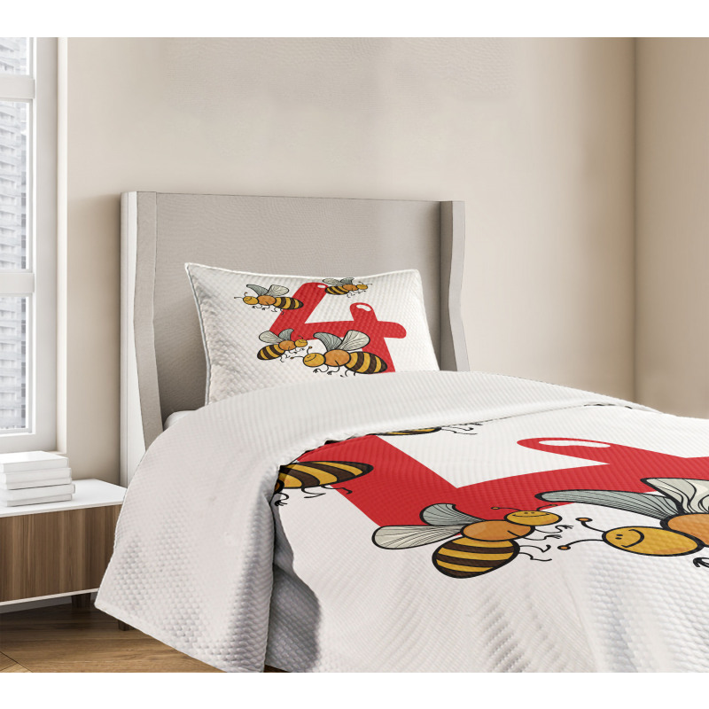 4 Hardworking Bees Bedspread Set