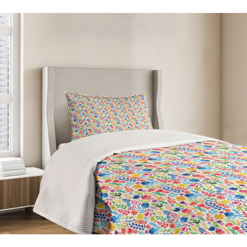 Tulips Roses and Pansies Bedspread Set