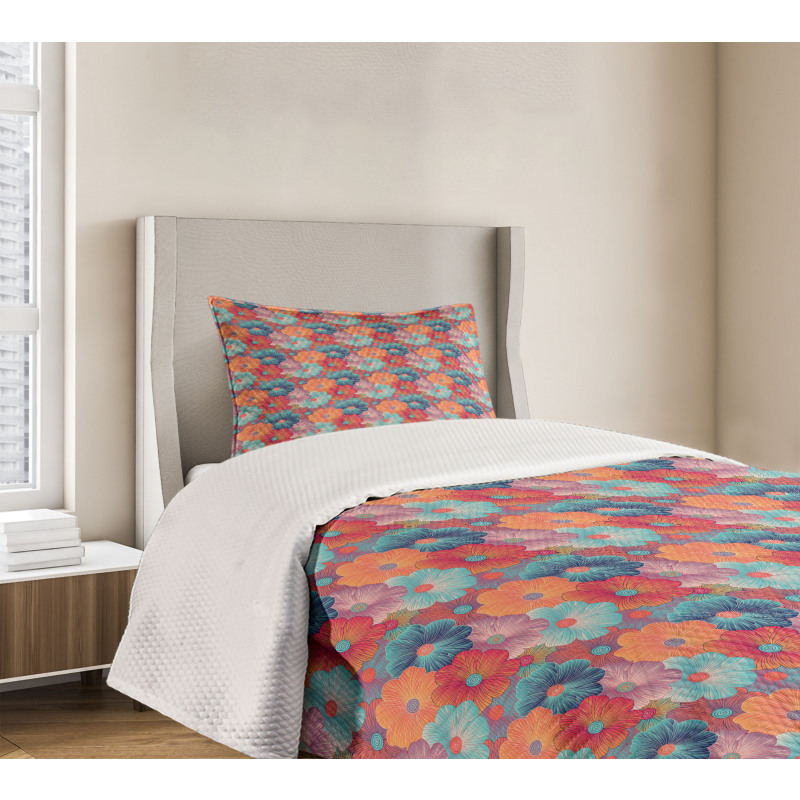 Overlapped Flower Petals Bedspread Set