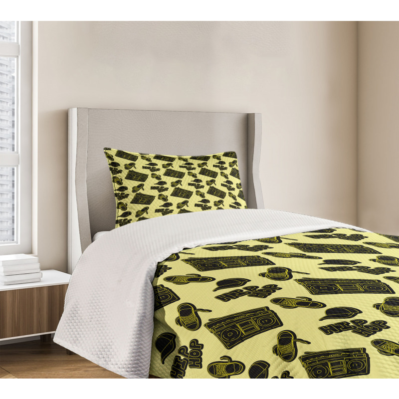 Subculture Theme Print Bedspread Set