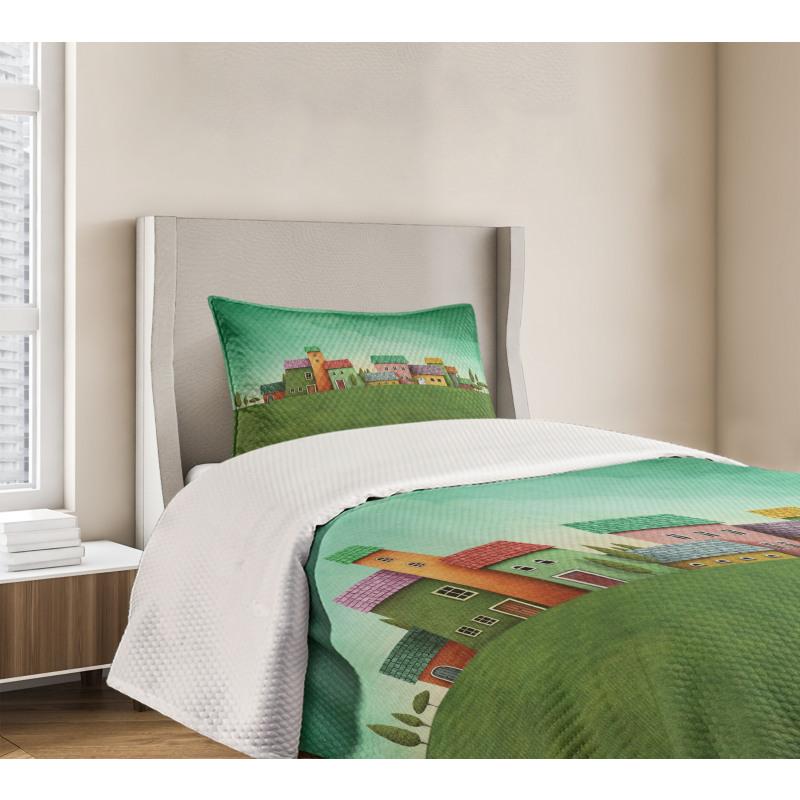 Village of Absurd Houses Bedspread Set