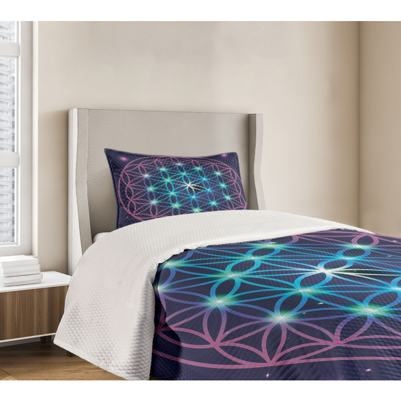 Ombre Flower of Life Bedspread Set