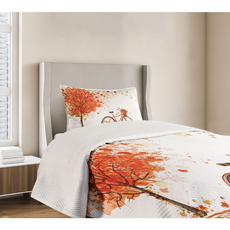 Watercolor Fall Season Bedspread Set