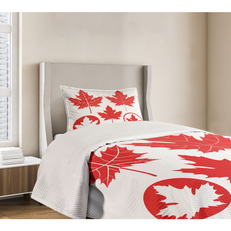 Canadian Flag Motifs Bedspread Set