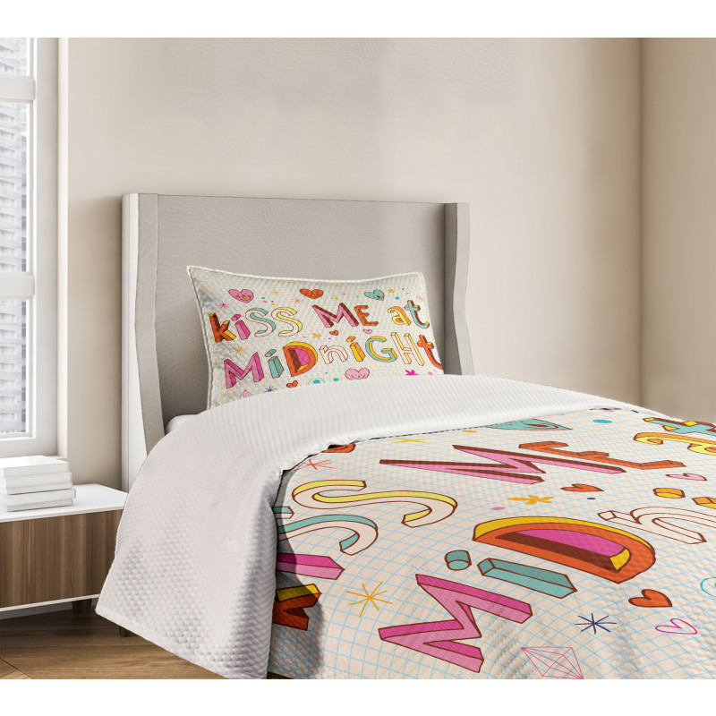 Colorful Letters Words Bedspread Set