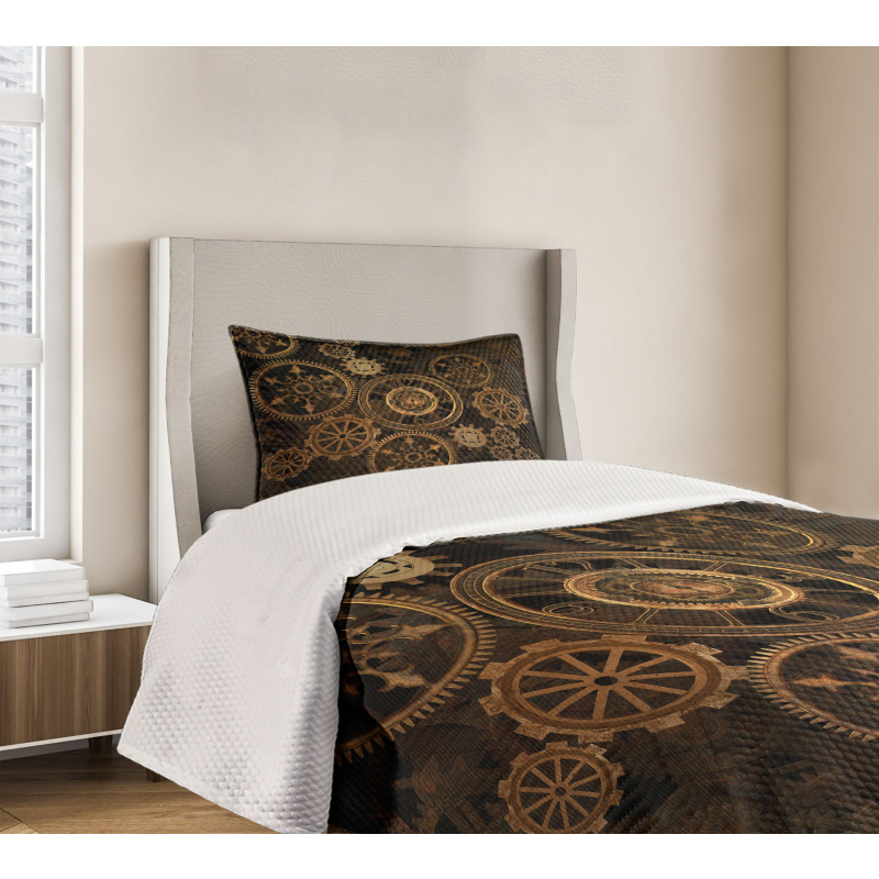 Dark Shade Wheels Bedspread Set