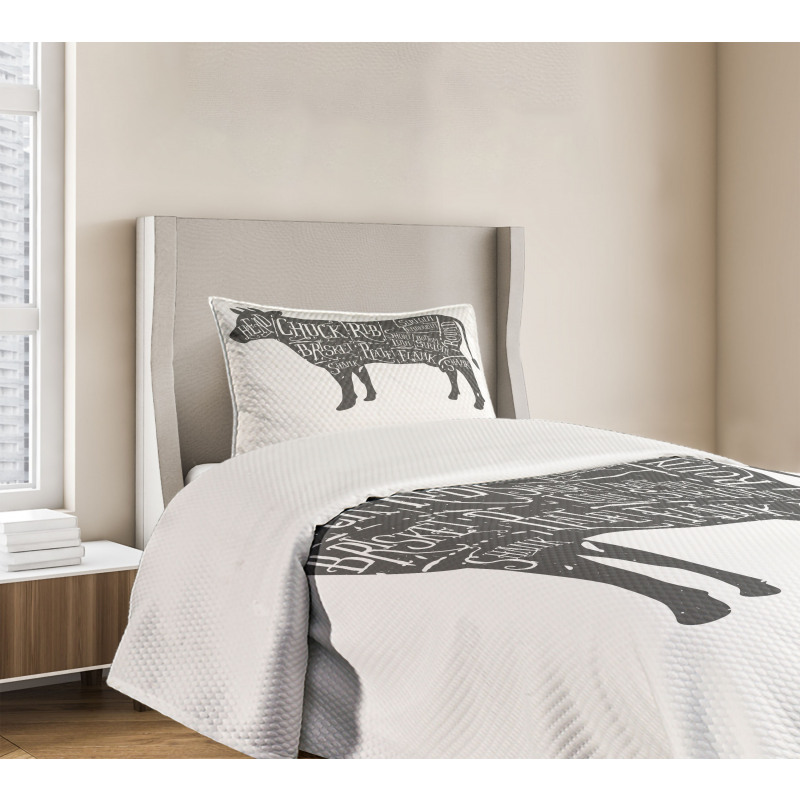 Hand-Drawn Butcher Cuts Bedspread Set